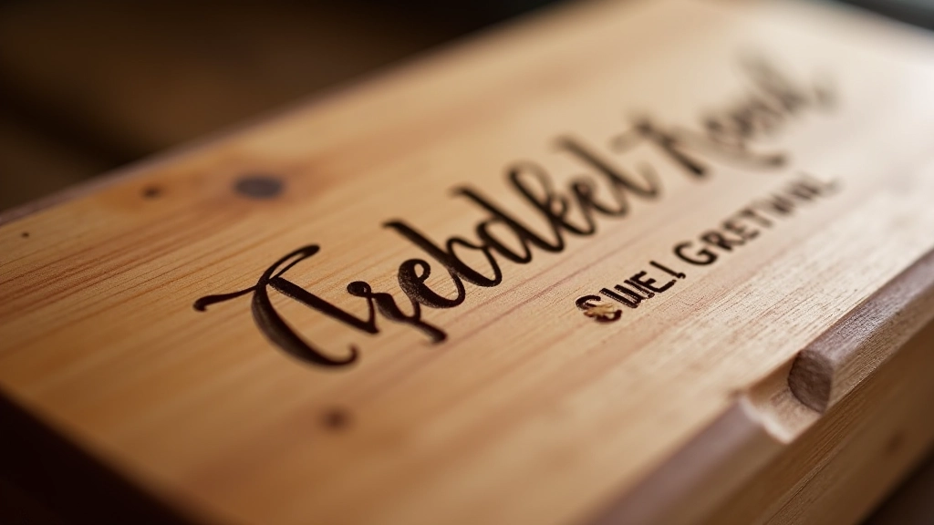 Detailed close-up showing precise engraved personalisation on a wooden gift box