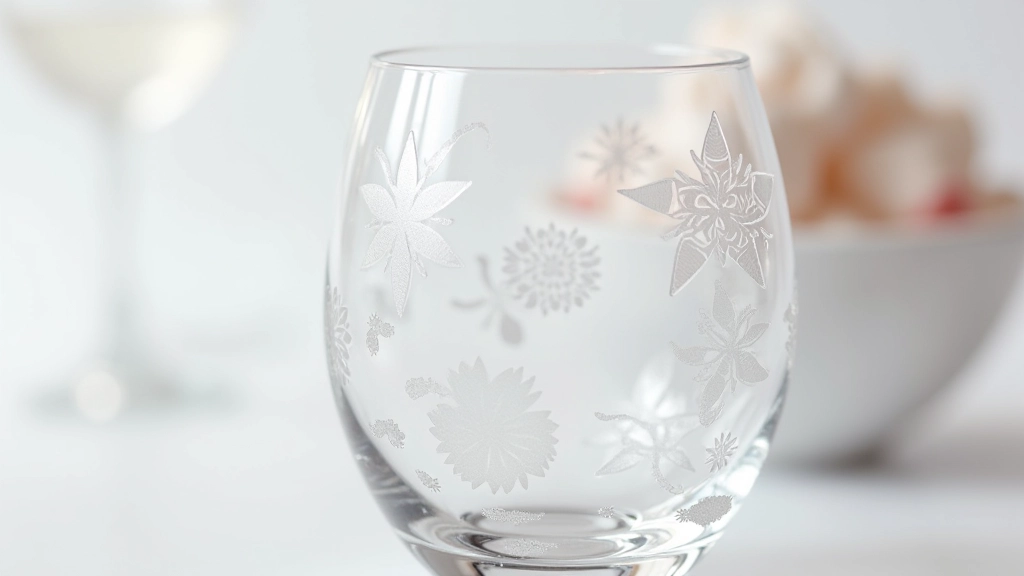 Chemical etching process showing protective resist pattern on crystal surface with frosted design result