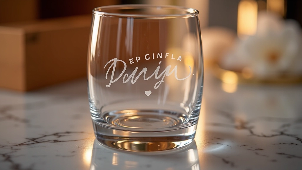 Close-up detail of laser-engraved personalisation on crystal showing crisp text and decorative border