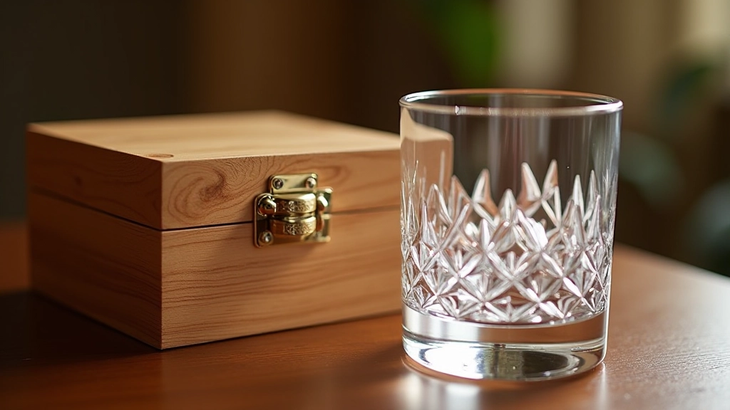 Close-up comparison of wooden box texture showing natural grain patterns and crystal surface with light refraction